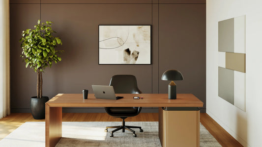 Overtone Home Office acoustic treatment with wall panels arranged around the workspace