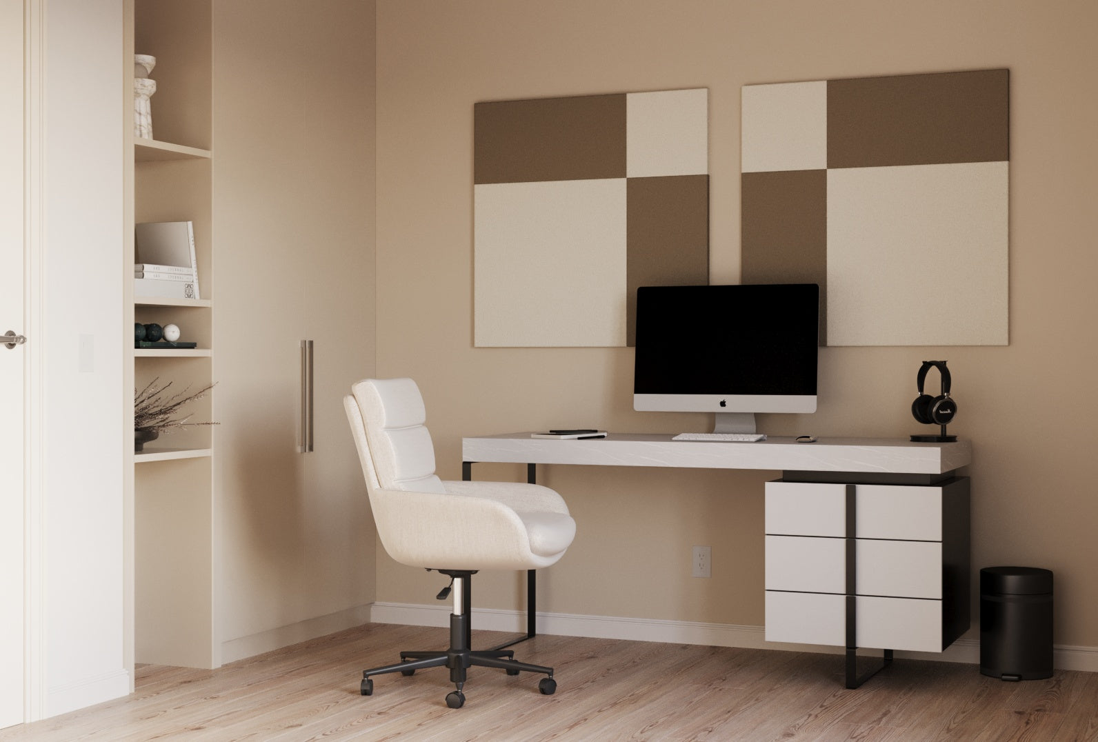 Overtone Home Office Room Kit arranged behind a desk for clearer calls